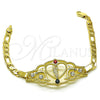 Pulsera Elegante 03.253.0079.1.07 Oro Laminado, Diseño de San Judas y Figaro, con Granate and Blanca Cristal, Pulido, Tono Dorado (05 MM Thickness, 7 Inches Length)