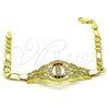Pulsera Elegante 03.253.0075.1.07 Oro Laminado, Diseño de San Judas y Figaro, con Granate and Blanca Cristal, Pulido, Tono Dorado (05 MM Thickness, 7 Inches Length)