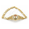 Pulsera Elegante 03.253.0075.1.07 Oro Laminado, Diseño de San Judas y Figaro, con Cristal Granate y Blanca, Pulido, Tono Dorado (Grosor 05 MM, 7 Pulgadas de Largo)