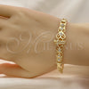 Pulsera Elegante 03.253.0080.07 Oro Laminado, Diseño de San Judas y Figaro, con Blanca Cristal, Pulido, Tono Dorado (06 MM Thickness, 7 Inches Length)