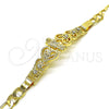 Pulsera Elegante 03.253.0080.07 Oro Laminado, Diseño de San Judas y Figaro, con Blanca Cristal, Pulido, Tono Dorado (06 MM Thickness, 7 Inches Length)