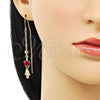 Arete Violador 02.253.0042 Oro Laminado, Diseño de Mano de Dios y Flor, con Blanca Zirconia Cubica, Pulido, Tres Tonos