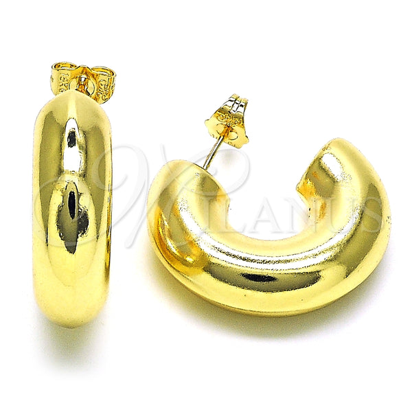 Arete Dormilona 02.163.0160.30 Oro Laminado, Diseño de Hueco, Pulido, Tono Dorado