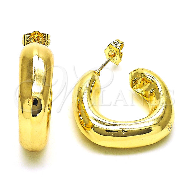 Arete Dormilona 02.163.0162.30 Oro Laminado, Diseño de Hueco, Pulido, Tono Dorado