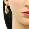 Arete Dormilona 02.163.0164 Oro Laminado, Diseño de Hueco, Pulido, Tono Dorado