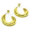 Arete Dormilona 02.163.0164 Oro Laminado, Diseño de Hueco, Pulido, Tono Dorado