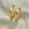 Arete Dormilona 02.163.0164 Oro Laminado, Diseño de Hueco, Pulido, Tono Dorado