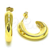 Arete Dormilona 02.163.0164 Oro Laminado, Diseño de Hueco, Pulido, Tono Dorado