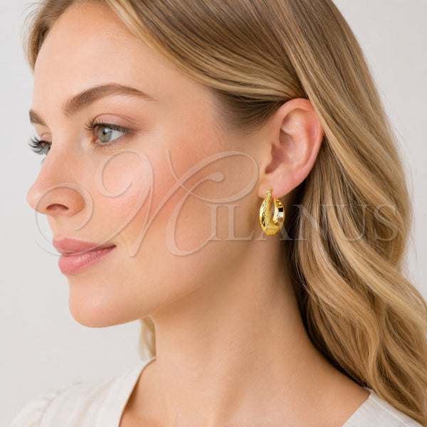 Argolla Pequeña 02.163.0167.20 Oro Laminado, Diseño de Hueco, Diamantado, Tono Dorado