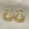 Argolla Pequeña 02.163.0167.20 Oro Laminado, Diseño de Hueco, Diamantado, Tono Dorado