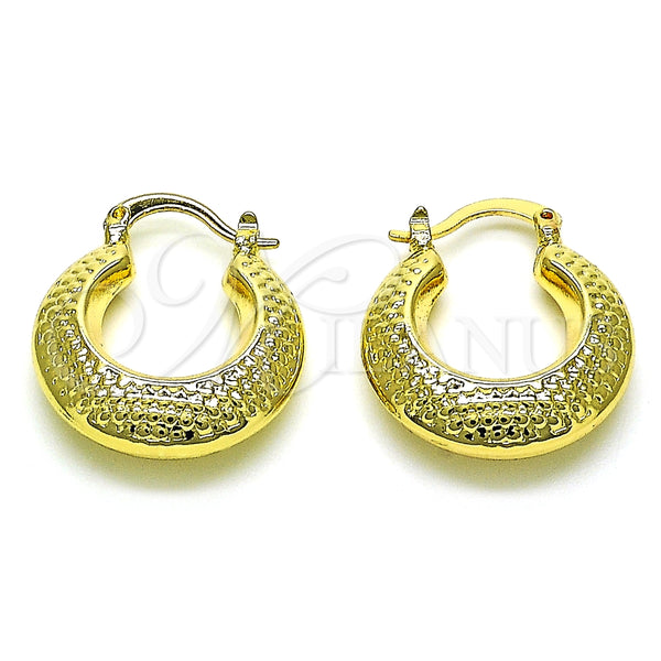 Argolla Pequeña 02.163.0167.20 Oro Laminado, Diseño de Hueco, Diamantado, Tono Dorado