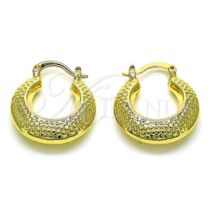 Argolla Pequeña 02.163.0167.20 Oro Laminado, Diseño de Hueco, Diamantado, Tono Dorado