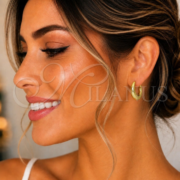 Arete Dormilona 02.163.0171.25 Oro Laminado, Diseño de Hueco, Pulido, Tono Dorado
