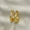 Arete Dormilona 02.163.0171.25 Oro Laminado, Diseño de Hueco, Pulido, Tono Dorado