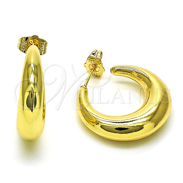 Arete Dormilona 02.163.0171.25 Oro Laminado, Diseño de Hueco, Pulido, Tono Dorado