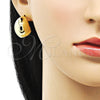Arete Dormilona 02.163.0172.25 Oro Laminado, Diseño de Hueco, Pulido, Tono Dorado