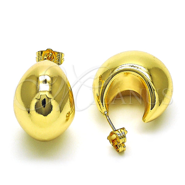 Arete Dormilona 02.163.0172.25 Oro Laminado, Diseño de Hueco, Pulido, Tono Dorado