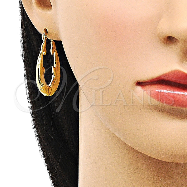 Argolla Mediana 02.163.0175.30 Oro Laminado, Diseño de Delfín y Hueco, Diamantado, Tono Dorado