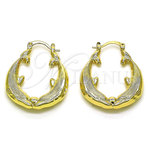 Argolla Mediana 02.163.0175.30 Oro Laminado, Diseño de Delfín y Hueco, Diamantado, Tono Dorado