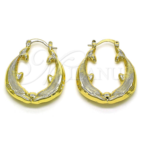 Argolla Mediana 02.163.0175.30 Oro Laminado, Diseño de Delfín y Hueco, Diamantado, Tono Dorado