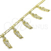 Pulsera de Dije 03.351.0161.07 Oro Laminado, Diseño de San Judas y Figaro, Pulido, Tono Dorado (04 MM Thickness, 7 Inches Length)