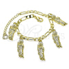 Pulsera de Dije 03.351.0161.07 Oro Laminado, Diseño de San Judas y Figaro, Pulido, Tono Dorado (04 MM Thickness, 7 Inches Length)
