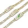 Pulsera Elegante 03.351.0162.08 Oro Laminado, Diseño de San Judas y Pave Figaro, Pulido, Tono Dorado (07 MM Thickness, 8 Inches Length)