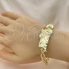Pulsera Elegante 03.351.0163.08 Oro Laminado, Diseño de San Judas y Pave Figaro, Pulido, Tono Dorado (07 MM Thickness, 8 Inches Length)