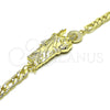 Pulsera Elegante 03.351.0163.08 Oro Laminado, Diseño de San Judas y Pave Figaro, Pulido, Tono Dorado (07 MM Thickness, 8 Inches Length)