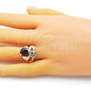 Anillo Multi Piedra 01.380.0016.1.09 Oro Laminado, Diseño de Búho, con Granate and Negro Zirconia Cubica, Pulido, Tono Dorado (Size 9)