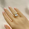 Anillo Multi Piedra 01.380.0016.09 Oro Laminado, Diseño de Búho, con Blanca and Negro Zirconia Cubica, Pulido, Tono Dorado (Size 9)