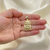 Dije Religioso 05.342.0148 Oro Laminado, Diseño de Jesus, con Blanca Micro Pave, Pulido, Tono Dorado