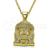 Dije Religioso 05.342.0148 Oro Laminado, Diseño de Jesus, con Blanca Micro Pave, Pulido, Tono Dorado