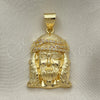 Dije Religioso 05.342.0148 Oro Laminado, Diseño de Jesus, con Blanca Micro Pave, Pulido, Tono Dorado