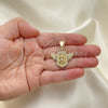 Dije Religioso 05.342.0149 Oro Laminado, Diseño de Jesus y Alas, con Blanca Micro Pave and Rubi Zirconia Cubica, Pulido, Tono Dorado