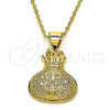 Dije Elegante 05.342.0150 Oro Laminado, Diseño de Dinero, con Blanca Micro Pave, Pulido, Tono Dorado