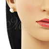 Arete Dormilona 02.342.0224 Oro Laminado, Diseño de Infinito y Nudo, con Perla Marfil, Pulido, Tono Dorado