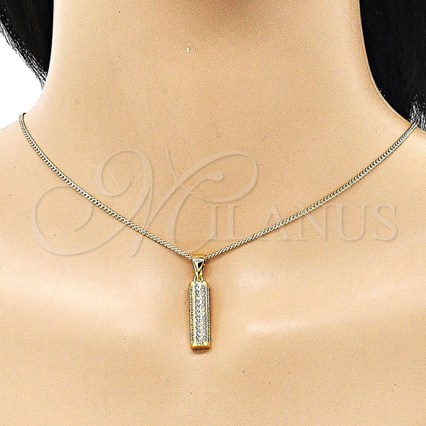 Juego de Arete y Dije de Adulto 10.342.0093 Oro Laminado, con Blanca Micro Pave, Pulido, Tono Dorado