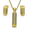 Juego de Arete y Dije de Adulto 10.342.0093 Oro Laminado, con Blanca Micro Pave, Pulido, Tono Dorado
