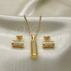Juego de Arete y Dije de Adulto 10.342.0093 Oro Laminado, con Blanca Micro Pave, Pulido, Tono Dorado