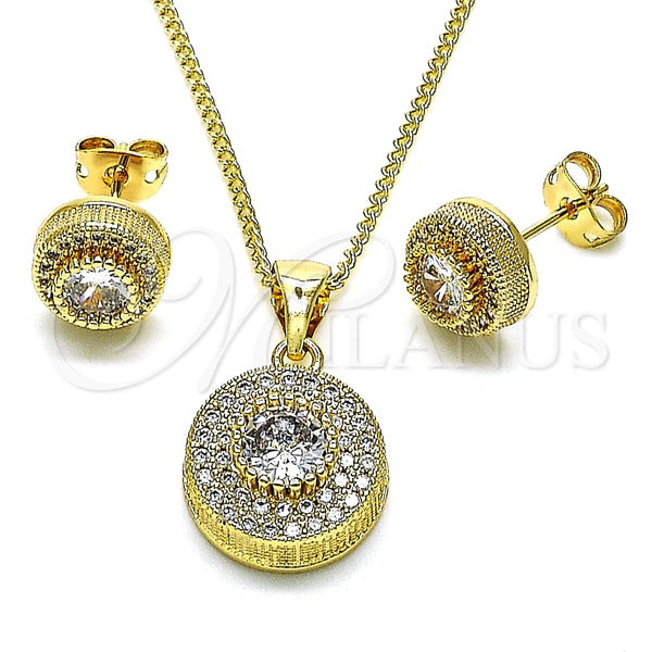 Juego de Arete y Dije de Adulto 10.342.0095 Oro Laminado, Diseño de Sol, con Blanca Zirconia Cubica and Blanca Micro Pave, Pulido, Tono Dorado