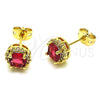 Arete Dormilona 02.342.0106.3 Oro Laminado, Diseño de Cluster, con Rubi Zirconia Cubica and Blanca Micro Pave, Pulido, Tono Dorado