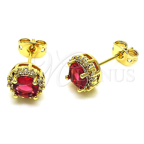 Arete Dormilona 02.342.0106.3 Oro Laminado, Diseño de Cluster, con Rubi Zirconia Cubica and Blanca Micro Pave, Pulido, Tono Dorado