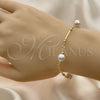 Pulsera Elegante 03.386.0022.07 Oro Laminado, Diseño de Bola y Amor, con Marfil Perla, Pulido, Tono Dorado (08 MM Thickness, 8 Inches Length)
