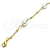 Pulsera Elegante 03.386.0022.07 Oro Laminado, Diseño de Bola y Amor, con Marfil Perla, Pulido, Tono Dorado (08 MM Thickness, 8 Inches Length)