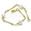 Pulsera Elegante 03.386.0022.07 Oro Laminado, Diseño de Bola y Amor, con Marfil Perla, Pulido, Tono Dorado (08 MM Thickness, 8 Inches Length)