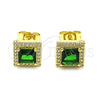 Arete Dormilona 02.210.0477.5 Oro Laminado, Diseño de Cluster, con Verde Zirconia Cubica and Blanca Micro Pave, Pulido, Tono Dorado