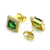 Arete Dormilona 02.210.0477.5 Oro Laminado, Diseño de Cluster, con Verde Zirconia Cubica and Blanca Micro Pave, Pulido, Tono Dorado