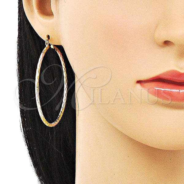 Argolla Grande 02.168.0037.1.50 Oro Laminado, Diamantado, Tres Tonos