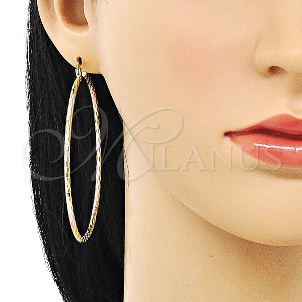Argolla Grande 02.168.0037.1.60 Oro Laminado, Diamantado, Tres Tonos